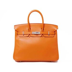 【新品同様】HERMES（エルメス） バッグ バーキン25 ヴォースイフト オレンジ シルバー金具 M刻印