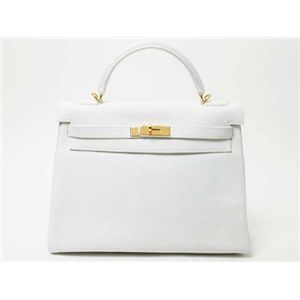 【新品同様】HERMES（エルメス） バッグ ケリー32内 トリヨンクレマンス ホワイト ゴールド金具