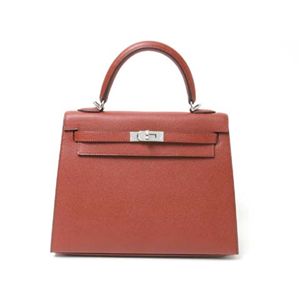 【新品】HERMES（エルメス） バッグ ケリー25 外 エプソン ルージュヴェニシアン シルバー金具