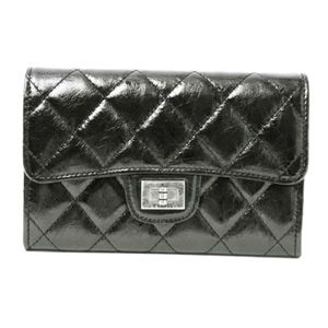 【新品】CHANEL(シャネル)2.55 マトラッセ二つ折りミディアム財布 メタリックブラック A35303 