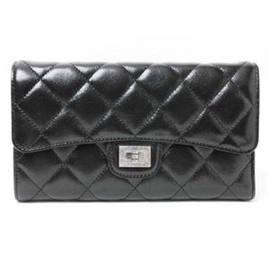 【新品】CHANEL(シャネル)2.55シリーズ マトラッセ三つ折長財布 黒/ブラック A35298 