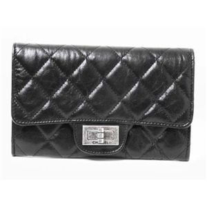 【新品】CHANEL(シャネル)2.55シリーズ マトラッセ ミディアム財布 ヴィンテージカーフ 黒 A35306 