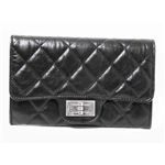 【新品】CHANEL(シャネル)2.55シリーズ マトラッセ ミディアム財布 ヴィンテージカーフ 黒 A35306 