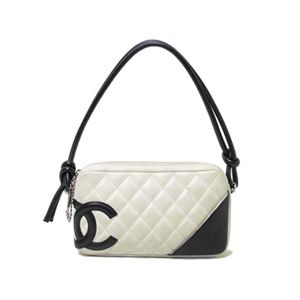 【中古B】CHANEL（シャネル） ショルダーポシェット カンボンライン A25175 黒/白