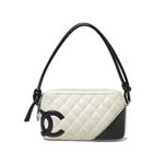 【中古B】CHANEL（シャネル） ショルダーポシェット カンボンライン A25175 黒/白