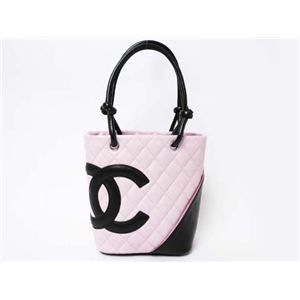 【中古AB】CHANEL（シャネル） スモールトートバッグ カンボンライン A25166 ピンク/黒