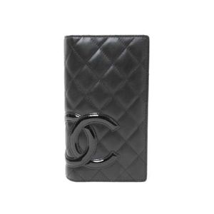 【未使用】CHANEL（シャネル） 2つ折り長財布 カンボンライン 黒/黒
