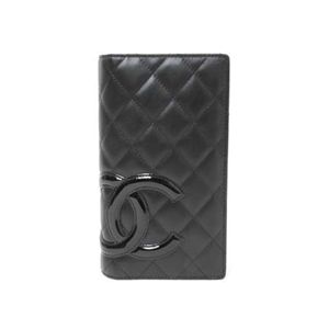 【未使用】CHANEL（シャネル） 2つ折り長財布 カンボンライン 黒/黒