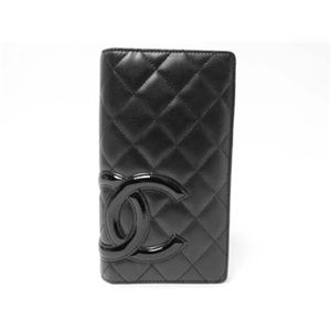 【中古A】CHANEL（シャネル） 2つ折り長財布 カンボンライン A26717 黒