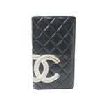 【中古B】CHANEL（シャネル） 2つ折り長財布 カンボンライン A26717 黒/白