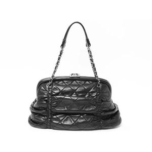 【中古SA】CHANEL（シャネル） がま口ハンドバッグ マトラッセ ブラック