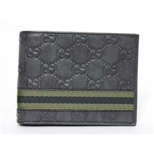 【現品限り】GUCCI（グッチ） シマ 2つ折札入れ 224199 グレー/カーキ 【未使用】