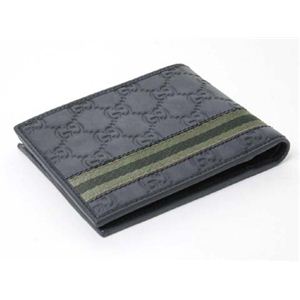 【現品限り】GUCCI（グッチ） シマ 2つ折札入れ 224199 グレー/カーキ 【未使用】