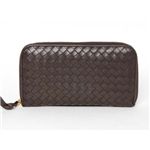【現品限り】BOTTEGA VENETA（ボッテガヴェネタ） ラウンドファスナー長財布 ブラウン 114076 【中古B】