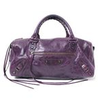 【現品限り】BALENCIAGA（バレンシアガ） ザ・ツィギー ボストンバッグ ゴートスキン パープル 【中古SA】
