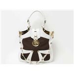 【現品限り】VERSACE（ヴェルサーチ） 2ウェイショルダーバッグ カーフ スエード 白/こげ茶 【中古AB】