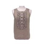 【現品限り】CHANEL（シャネル） ノースリーブシャツ ストライプ コットン100% ピンク/カーキ 【未使用】