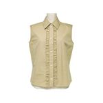 【現品限り】Celine（セリーヌ） ノースリーブブラウス フリル コットン100% ベージュ 【中古SA】
