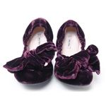 【現品限り】MIUMIU（ミュウミュウ） フラット（バレー）シューズ 靴 ベルベット パープル 【中古A】