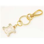 【現品限り】Celine（セリーヌ） キーホルダー ゴールド/ピンク 【中古AB】