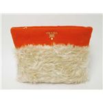 【現品限り】PRADA（プラダ） セカンドバッグ ウール フェイクファー オレンジ 【中古A】