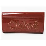 【現品限り】Chloe（クロエ） 長財布 スタッズ付 エナメル カーフ 朱色/ブリック 3P0452-105 【未使用】
