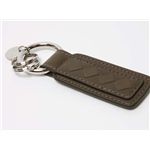 【現品限り】BOTTEGA VENETA（ボッテガヴェネタ） イントレチャート キーホルダー カーフ ブラウン系/アッシュ/グレー 189858 【未使用】