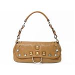 【現品限り】PRADA（プラダ） レザーショルダー スタッズ付き カーフ キャメル 【中古A】