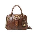 【現品限り】PRADA（プラダ） ボストンバッグ ドラゴンモチーフ カーフ ブラウン 【中古A】