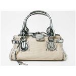【現品限り】Chloe（クロエ） パディントン キャンバス カーフ ベージュ/シルバー 【中古AB】