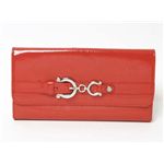 【現品限り】Ferragamo（フェラガモ） Wホック長財布 エナメル オレンジ 【中古SA】