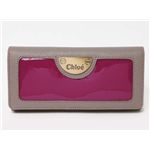 【現品限り】Chloe（クロエ） 2つ折長財布 エナメル カーフ パープル/グレー 3P0254 【中古SA】