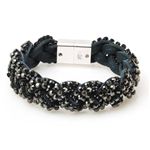 【現品限り】Swarovski（スワロフスキー） ブレスレット ストーン/ ブラックスワロフスキ- カーフ ブラック 【新品同様】
