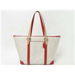 【現品限り】COACH（コーチ） トートバッグ /赤 キャンバス カーフ ベージュ 【中古AB】