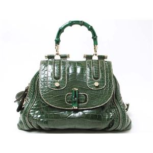 【現品限り】GUCCI(グッチ) バンブー2WAYショルダーバッグ クロコダイル グリーン 【新品同様】