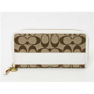 【現品限り】COACH（コーチ） ラウンドファスナー長財布 キャンバス ベージュ/白 40021 【未使用】