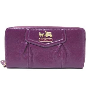 【現品限り】COACH（コーチ） ラウンドファスナー長財布 カーフ パープル 【新品同様】