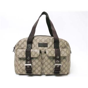 【現品限り】GUCCI(グッチ) GGプラス ハンドバッグ コーティングキャンバス ベージュ/ダークブラウン 140959 【中古A】