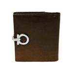 【現品限り】Ferragamo（フェラガモ） Wホック財布 カーフ ブラウン 【中古B】