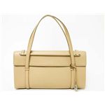 【現品限り】Cartier（カルティエ） カボション フラップ付きハンドバッグ カーフ ベージュ 【新品同様】
