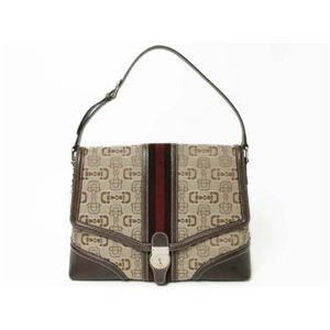 【現品限り】GUCCI(グッチ) ショルダーバッグ キャンバス カーフ ブラウン 【中古AB】