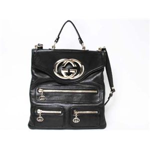 【現品限り】GUCCI(グッチ) 2WAYショルダーバッグ カーフ ブラック 167723 【中古AB】