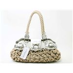 【現品限り】Ferragamo（フェラガモ） ショルダーバッグ カーフ ストロー ロープ ホワイト/シルバー/ベージュ 【未使用】