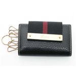 【現品限り】GUCCI（グッチ） キーケース カーフ キャンバス ブラック/レッド 181673 【中古SA】