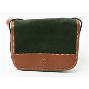 【現品限り】Loewe（ロエベ） ショルダーバッグ 緑/茶 スエード カーフ グリーン/ブラウン 【中古A】