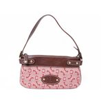 【現品限り】Celine（セリーヌ） マカダム ハンドバッグ /茶 キャンバス カーフ レッド/ブラウン 【中古A】