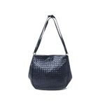 【現品限り】BOTTEGA VENETA（ボッテガヴェネタ） イントレチャート ショルダーバッグ ラムスキン ネイビー 【中古A】