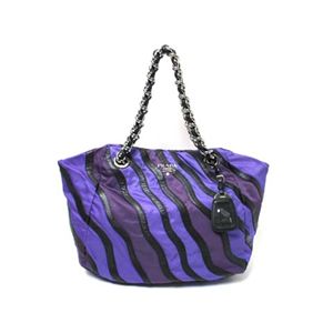 【現品限り】PRADA(プラダ) チェーントートバッグ ナイロン カーフ パープル/ブラック/ブルー BR3990 【未使用】