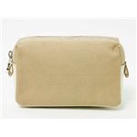 【現品限り】Ferragamo（フェラガモ） ポーチ キャンバス カーフ ベージュ 【中古A】