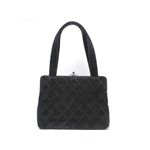 【現品限り】CHANEL（シャネル） がま口ハンドバッグ スエード ブラック 【中古B】